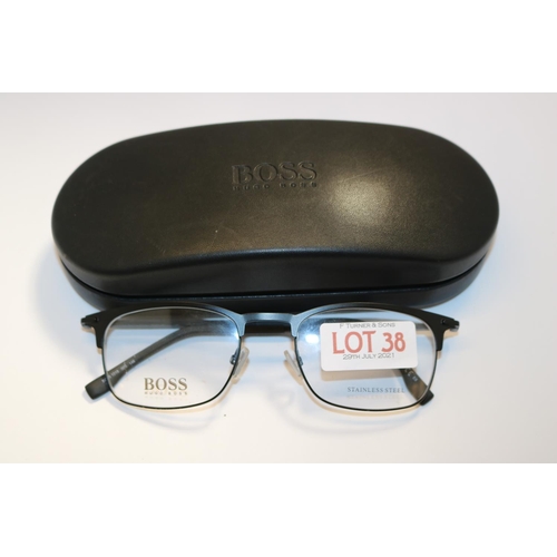 38 - PAIR OF GENTS HUGO BOSS SPECTACLE FRAMES WITH ORIGINAL CASE