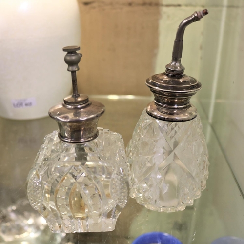 414 - 2 X OLIVE OIL DISPENSERS, BOTH MARKED STERLING SILVER