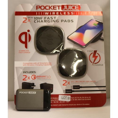 10 - PAIR OF POCKET JUICE WIRELESS CHARGING PADS INC. POCKET JUICE POWERBANK
