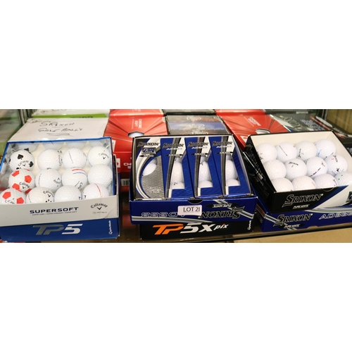 21 - APPROX 190 USED GOLF BALLS INC. SRIXON, TAILOR MADE, TITLEIST AND CALLAWAY