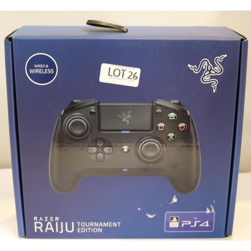 26 - BOXED RAZER RAIJU TOURNAMENT EDITION PS4/PC GAMING CONTROLLER