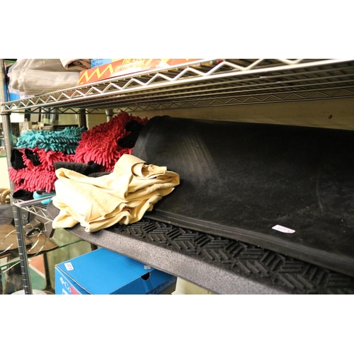 47 - CAR LOT - RUBBER BOOT MAT, CAR MATS, SOAP AND SUDS WASH SET, LARGE QTY WASH HAND MITTENS, INC. CHAMO... 