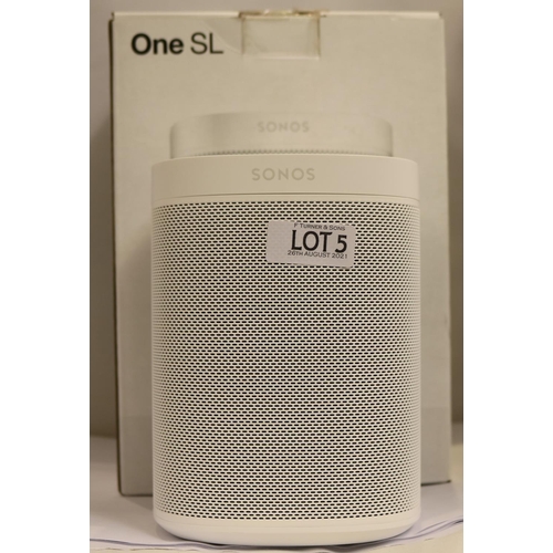 5 - BOXED SONOS 1SL BLUETOOTH SPEAKER/HOME SOUND SYSTEM