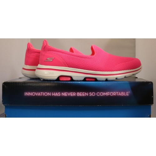 50 - PAIR OF SKECHERS GO-WALK 5 - UK SIZE 4 NEON PINK