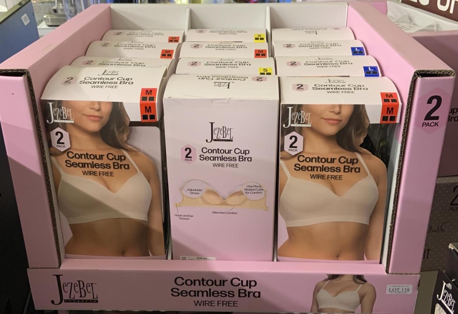 12 PACKS OF JEZEBEL CONTOUR CUP SEAMLESS BRA DUO PACKS - S/M/L