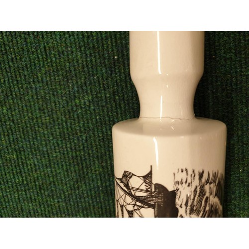 228 - A CERAMIC ROLLING PIN WITH TRANSFER PRINT 'THE GREAT REPUBLIC' (CRACK TO ONE END) WITH A GLASS ROLLI... 