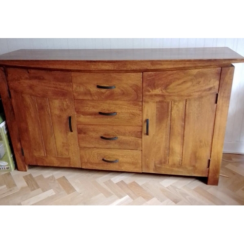 395 - AN OAKLAND FURNITURE FOUR DRAWER, TWO DOOR SIDEBOARD IN TEAK H 90CM L 160CM D 45CM