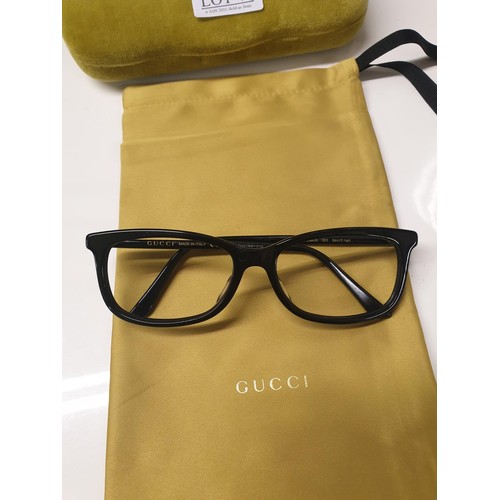 42 - GUCCI GG0296OA 001 54X17 BLACK OPTICAL ACETATE SPECTACLE FRAMES