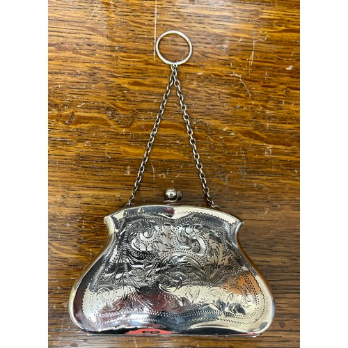 507 - HALLMARKED SILVER RETICULE, 54G