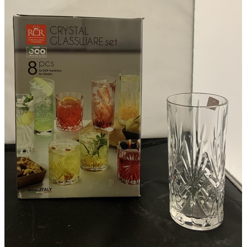 104 - A SET OF 8 RCR CRYSTAL GLASSWARE SET -BOXED