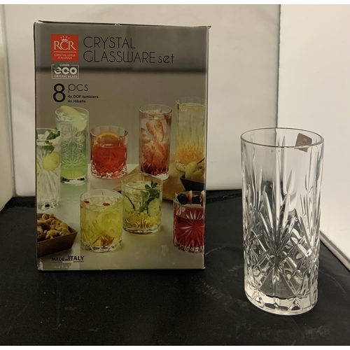 105 - A SET OF 8 RCR CRYSTAL GLASSWARE SET -BOXED