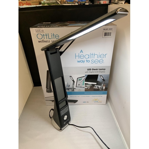 41 - OTTLITE WELLNESS SERIES LED DESK LAMP WITH DIGITAL LCD DISPLAY - BOXED -BLACK