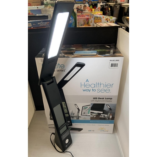 42 - OTTLITE WELLNESS SERIES LED DESK LAMP WITH DIGITAL LCD DISPLAY - BOXED -BLACK