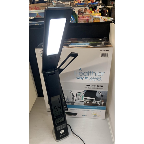 43 - OTTLITE WELLNESS SERIES LED DESK LAMP WITH DIGITAL LCD DISPLAY - BOXED -BLACK