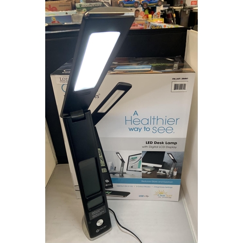 44 - OTTLITE WELLNESS SERIES LED DESK LAMP WITH DIGITAL LCD DISPLAY - BOXED -BLACK