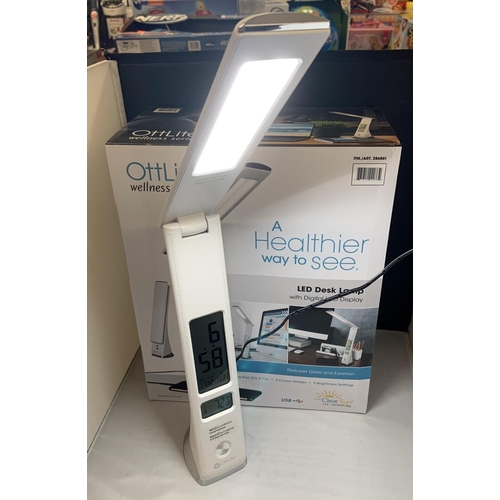 45 - OTTLITE WELLNESS SERIES LED DESK LAMP WITH DIGITAL LCD DISPLAY - BOXED -WHITE