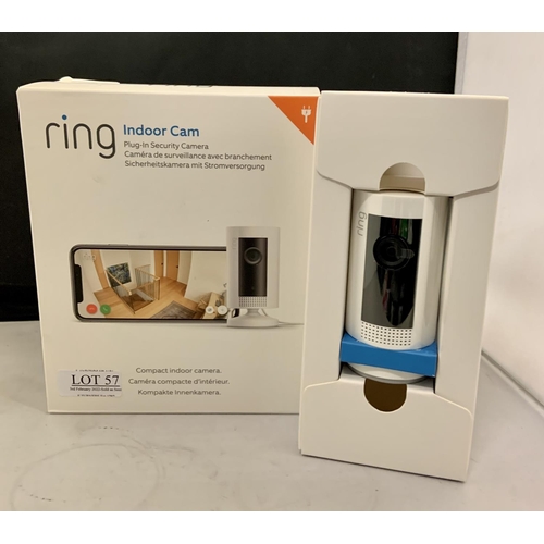 57 - RING INDOOR CAM PLUGIN SECURITY CAMERA - BOXED