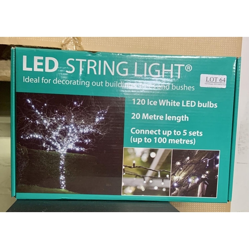 64 - 20M 120 ICE WHITE LED STRING LIGHT SET -BOXED -(CAN CONNECT TO FURTHER SETS)