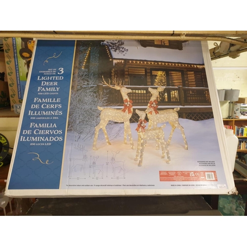 241 - BOXED SET OF THREE LIGHTED CHRISTMAS DEER - UNCHECKED