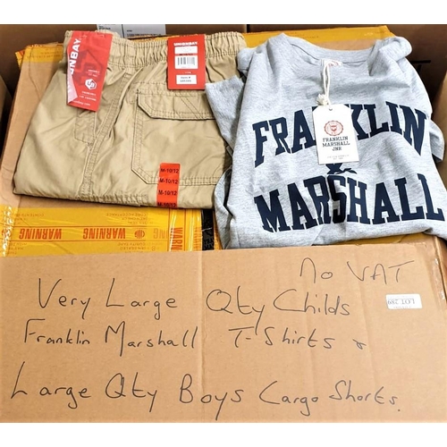 289 - VERY LARGE QTY OF CHILDRENS FRANKLIN MARSHALL T-SHIRTS AND LARGE QTY BOYS CARGO SHORTS