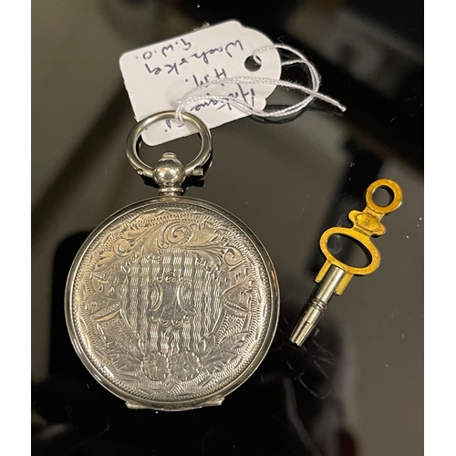 435 - SILVER H.M FUSEE POCKET WATCH (WORKING WITH KEY) BIRMINGHAM 1900, 120 GRAMS