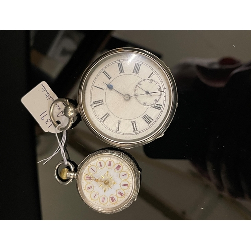 437 - SILVER H.M WATCH POCKET WATCH (1916) AND FOB WATCH (REQUIRES ATTENTION)