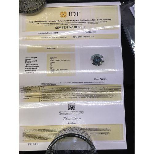 463 - 5.36CT MOISSANITE STONE WITH 1DT GEM TESTING REPORT