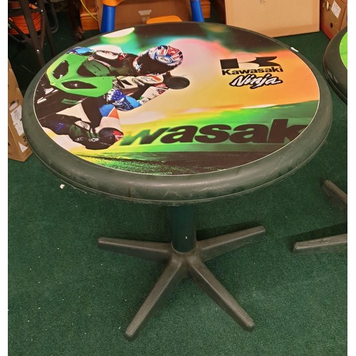 400B - 2 MOTORBIKE THEMED GARDEN TABLES (KAWASAKI NINJA)