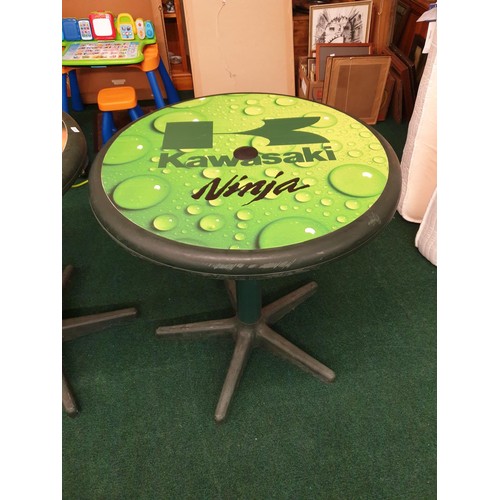 400B - 2 MOTORBIKE THEMED GARDEN TABLES (KAWASAKI NINJA)