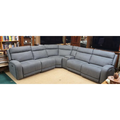 253 - PAISLEY FABRIC SECTIONAL POWER RECLINER MODULAR CORNER SUITE