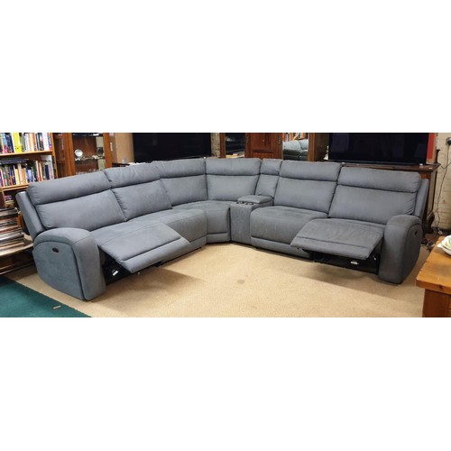 253 - PAISLEY FABRIC SECTIONAL POWER RECLINER MODULAR CORNER SUITE