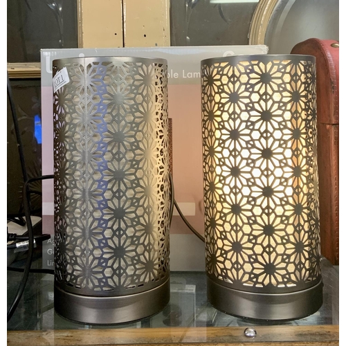 1 - BOXED LUMIS TABLE LAMP TWIN PACK - AGED PEWTER FILLIGREE FINISH