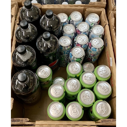 105 - BOX OF MIXED SOFT DRINKS INC. 7 UP FREE, RIO TROPICAL LIGHT, 6 X BOTTLES PEPSI MAX 2L