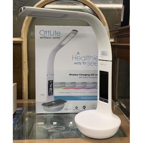 4 - BOXED OTTLITE WIRELESS CHARGING LED LAMP WITH COLOUR CHANGING BASE