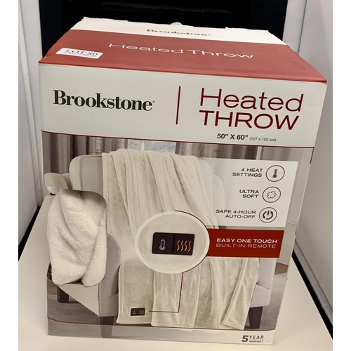 80 - BOXED BROOKSTONE HEATED THROW IN IVORY