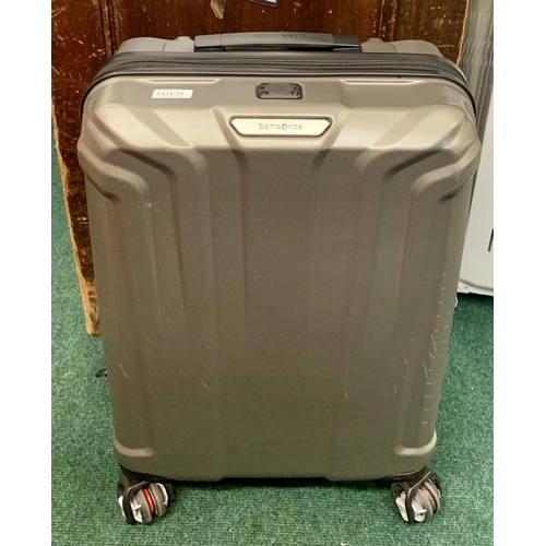 91 - SAMSONITE HARD SHELL SUITCASE WITH USB CHARGER IN GRAPHITE