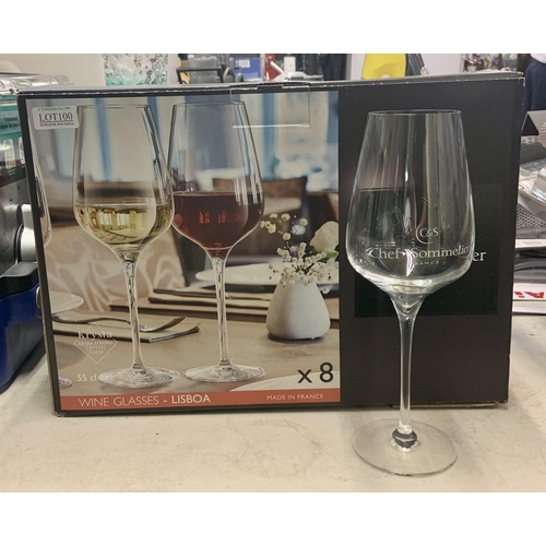 100 - 7 X CHEF AND SOMMELIER LONG STEM WINE GLASSES TOGETHER WITH A 12 PIECE GLASS TUMBLER SET