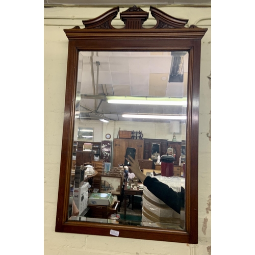 217 - A VINTAGE MAHOGANY FRAMED MIRROR -WITH BROKEN PEDIMENT (POSS. CONVERTED FROM A DRESSING TABLE MIRROR... 