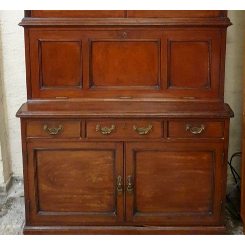 275 - A SUPERB VICTORIAN MAHOGANY SECRETAIRE CHEST  - INTERIOR FITTED WITH 8X EBONISED DRAWERS, OPEN PIGEO... 