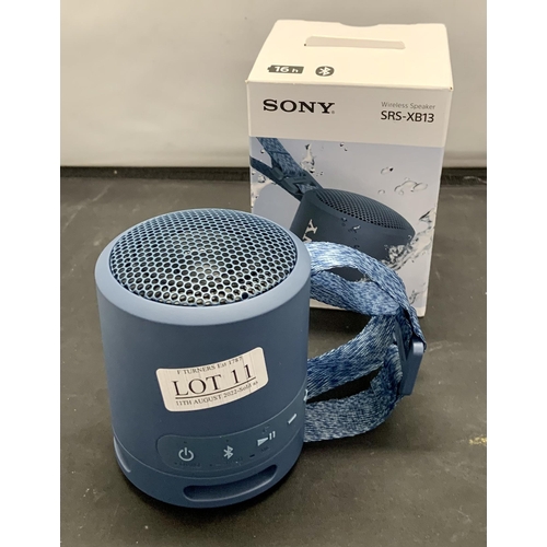 11 - BOXED SONY SRS-XB13 WIRELESS SPEAKER IN LIGHT BLUE