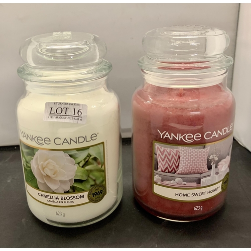 16 - X2 623G YANKEE CANDLES CAMELLIA BLOSSOM AND JOME SWEET HOME