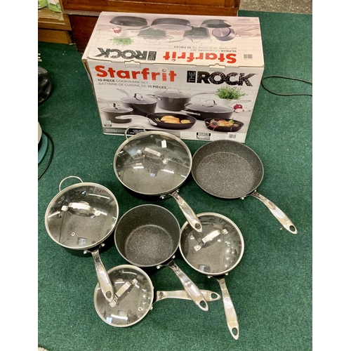 80 - BOXED STARFRIT THE ROCK TEN PIECE COOKWARE SET (X6 PANS, X4 LIDS)