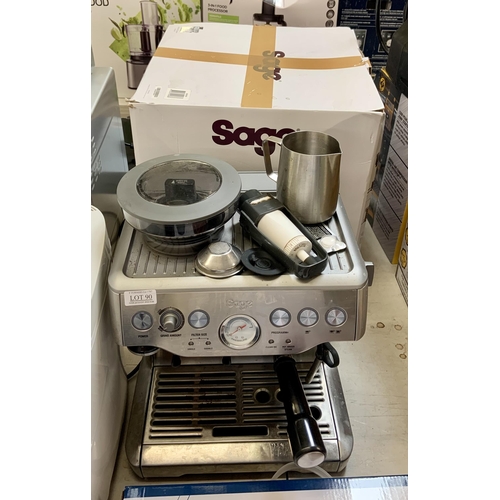 90 - BOXED SAGE BARISTA EXPRESS BEAN TO CUP COFFEE MACHINE WITH PARTS