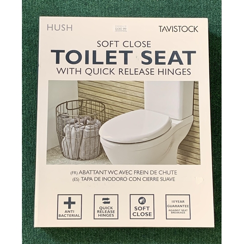 99 - BOXED TAVISTOCK HUSH CLOSED TOILET SEAT WITH FITTINGS