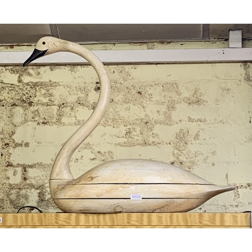 240 - LARGE VINTAGE WOODEN SWAN