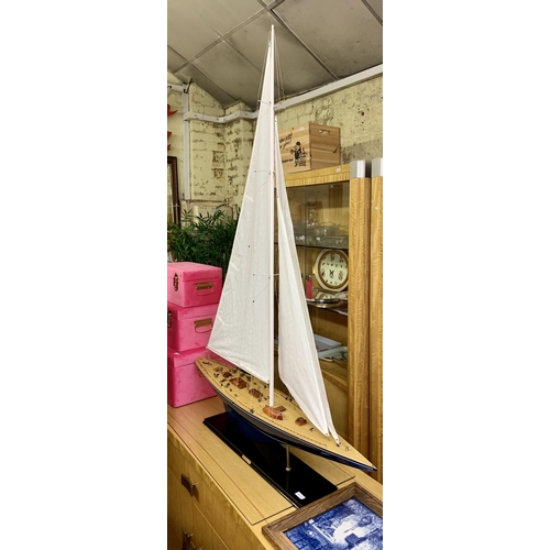 246 - LARGE THE J-CLASS YACHT MODEL SHIP ON PLINTH APPROX 158CM X 115CM