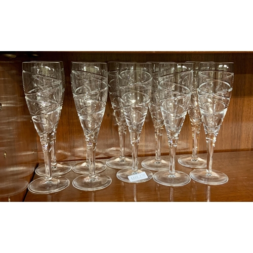 270 - SET OF TEN CUT GLASS UNUSUAL CHAMPAGNE FLUTES