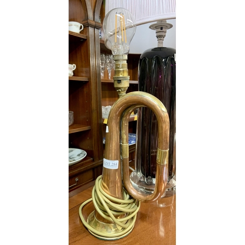 284 - ARMY BUGLE CONVERTED DESK LAMP