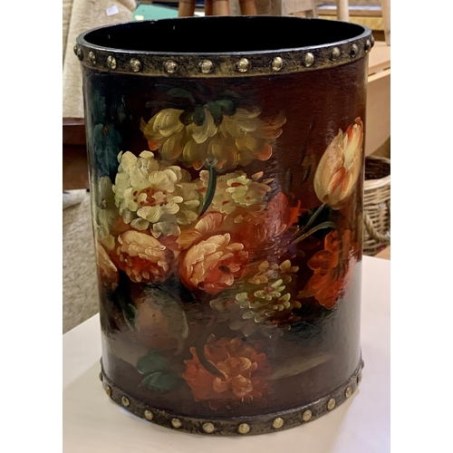 291 - PAPIER MACHE FLORAL DESIGN BIN