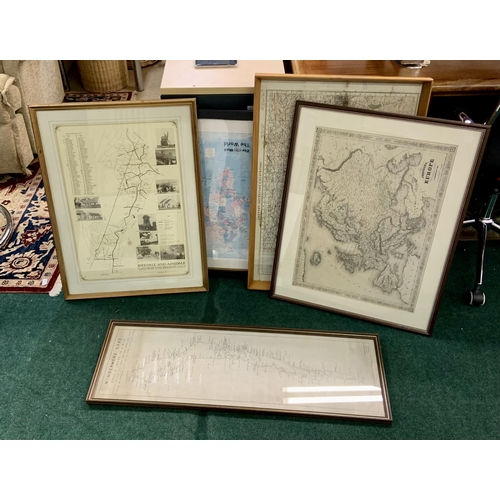 292 - X5 FRAMED MAPS, OF PRESTON, SOUTHPORT, BLACKPOOL. BIRKDALE, AINSDALE ETC...